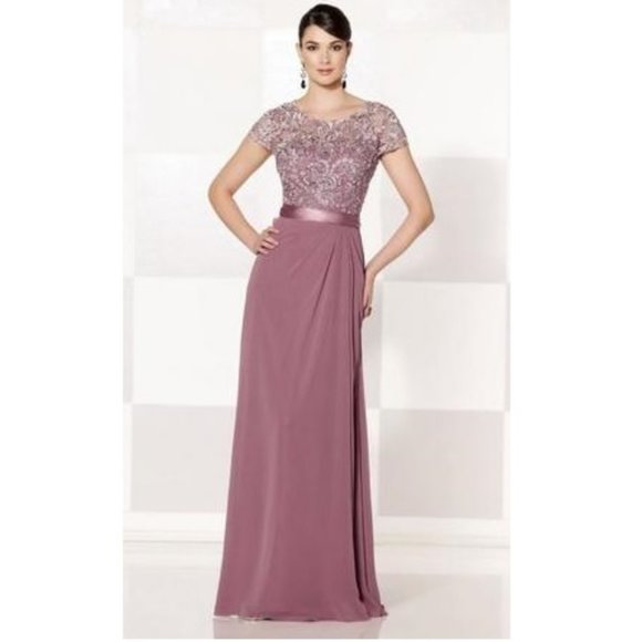 Women's Formal top Lace Embroidery Mother of bride beaded Long Evening dress - Picture 1 of 6